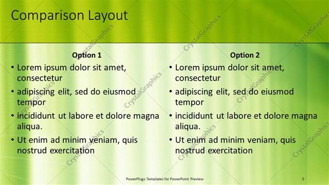 Comparison presentation slide layout