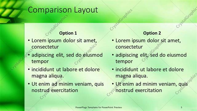 Comparison presentation slide layout