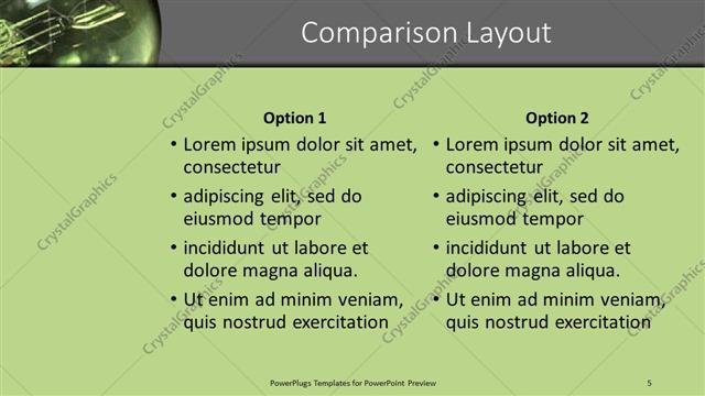 Comparison presentation slide layout