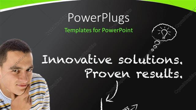  Presentation with solution - A greenish and blackish background with a person thinking about something