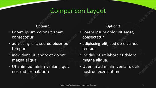Comparison presentation slide layout