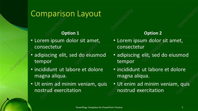 Comparison presentation slide layout