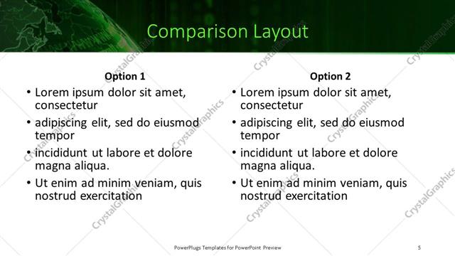 Comparison presentation slide layout