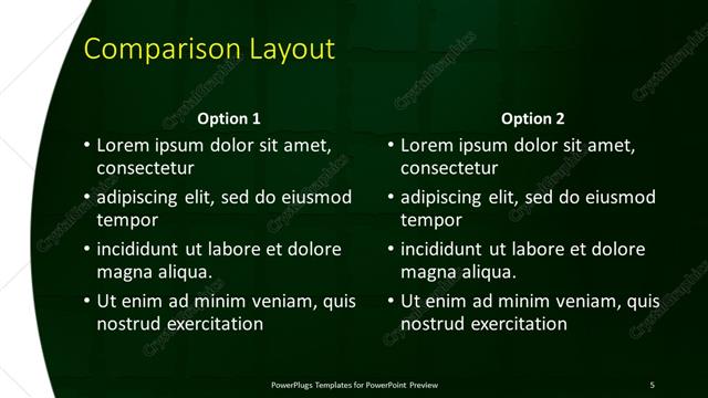 Comparison presentation slide layout
