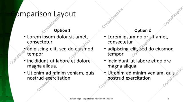 Comparison presentation slide layout