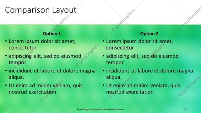 Comparison presentation slide layout