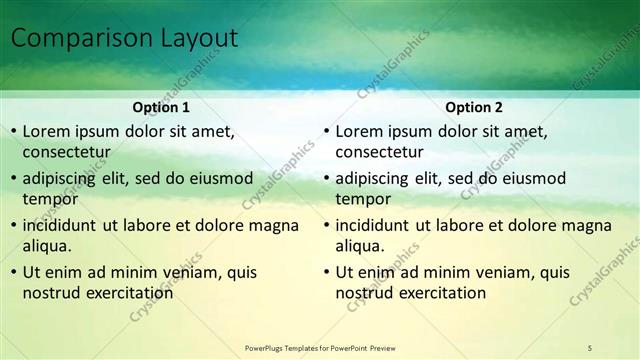 Comparison presentation slide layout