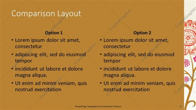 Comparison presentation slide layout