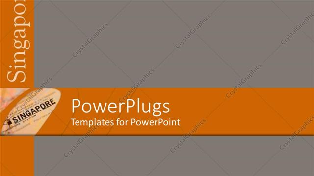  Presentation with singapore - Grey background with orange bars with text 'Singapore'