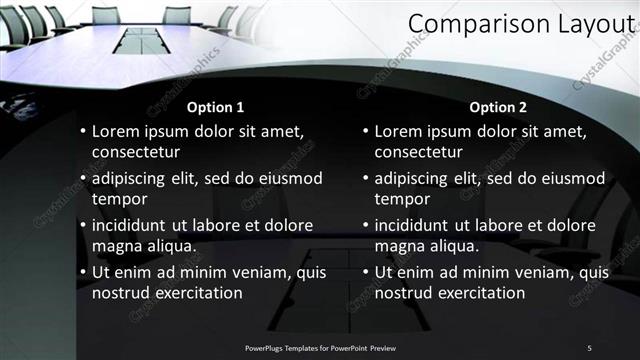 Comparison presentation slide layout