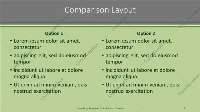 Comparison presentation slide layout