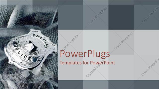  Presentation with grey - Grey and silver montage of police badge on checkered background