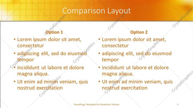 Comparison presentation slide layout