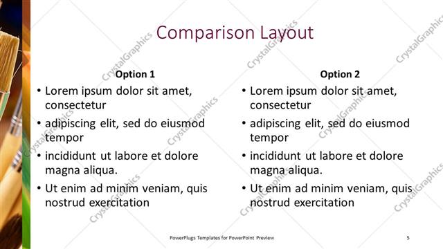 Comparison presentation slide layout