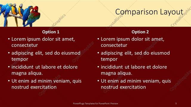 Comparison presentation slide layout