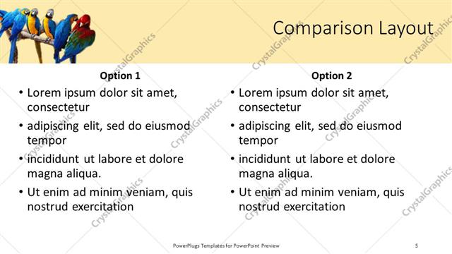 Comparison presentation slide layout