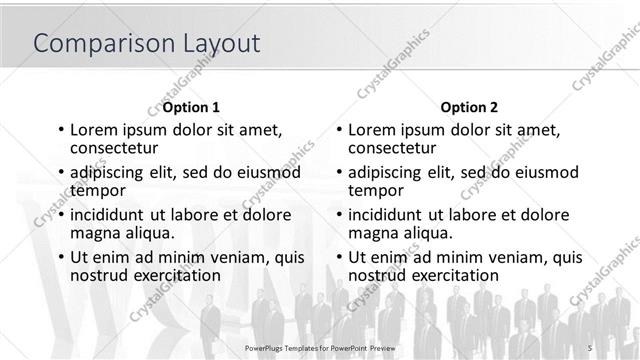 Comparison presentation slide layout