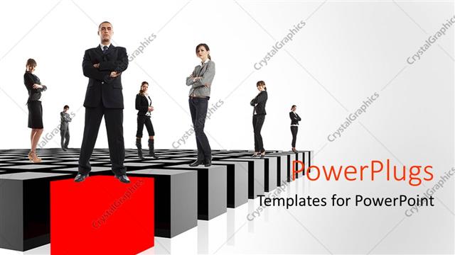  Presentation with business women - Group of Business men and women standing on tiles