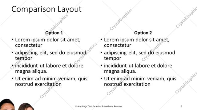 Comparison presentation slide layout