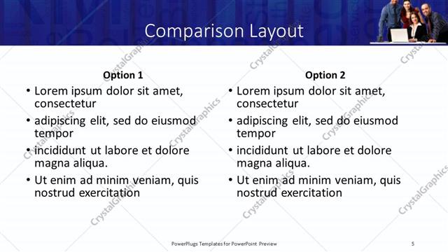 Comparison presentation slide layout