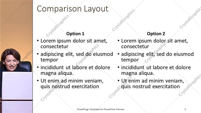 Comparison presentation slide layout