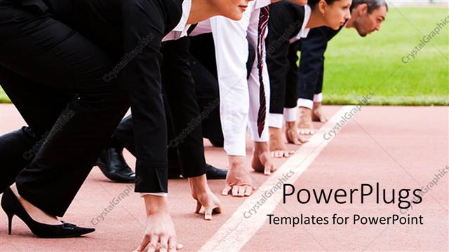  Presentation with ready - A group of business people ready to race