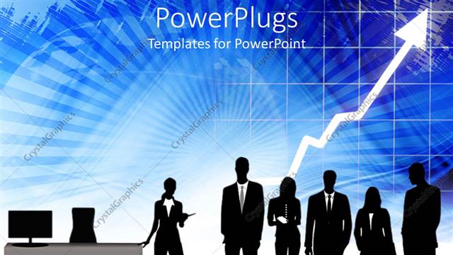  Presentation with growth chart - Group of business personnel's with office desk and growth chart