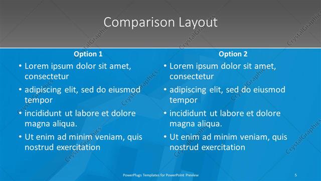 Comparison presentation slide layout