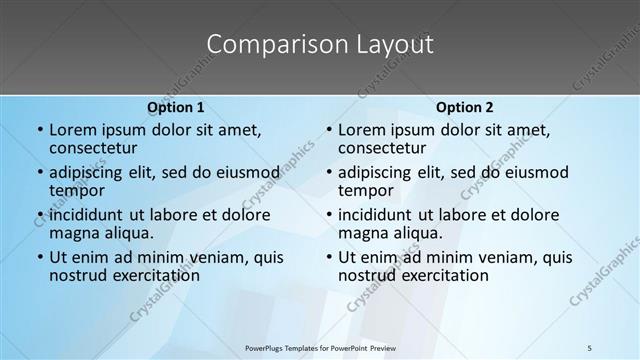 Comparison presentation slide layout