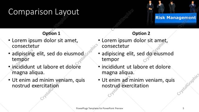 Comparison presentation slide layout