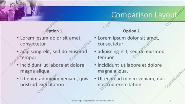 Comparison presentation slide layout