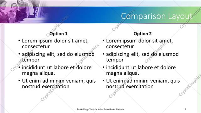 Comparison presentation slide layout