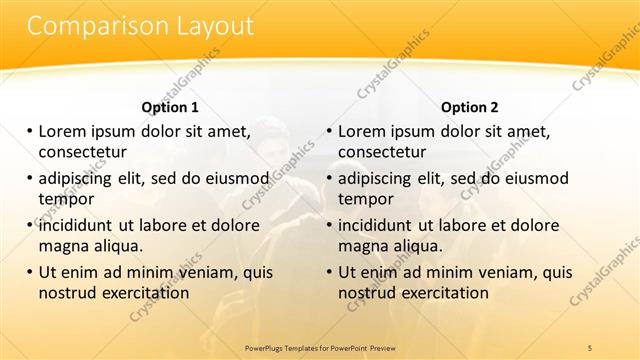 Comparison presentation slide layout