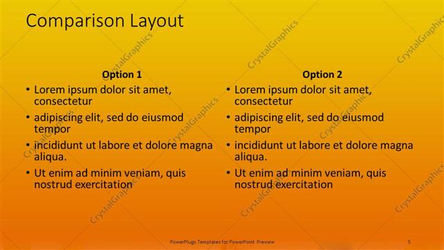 Comparison presentation slide layout