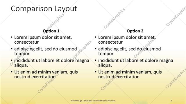 Comparison presentation slide layout