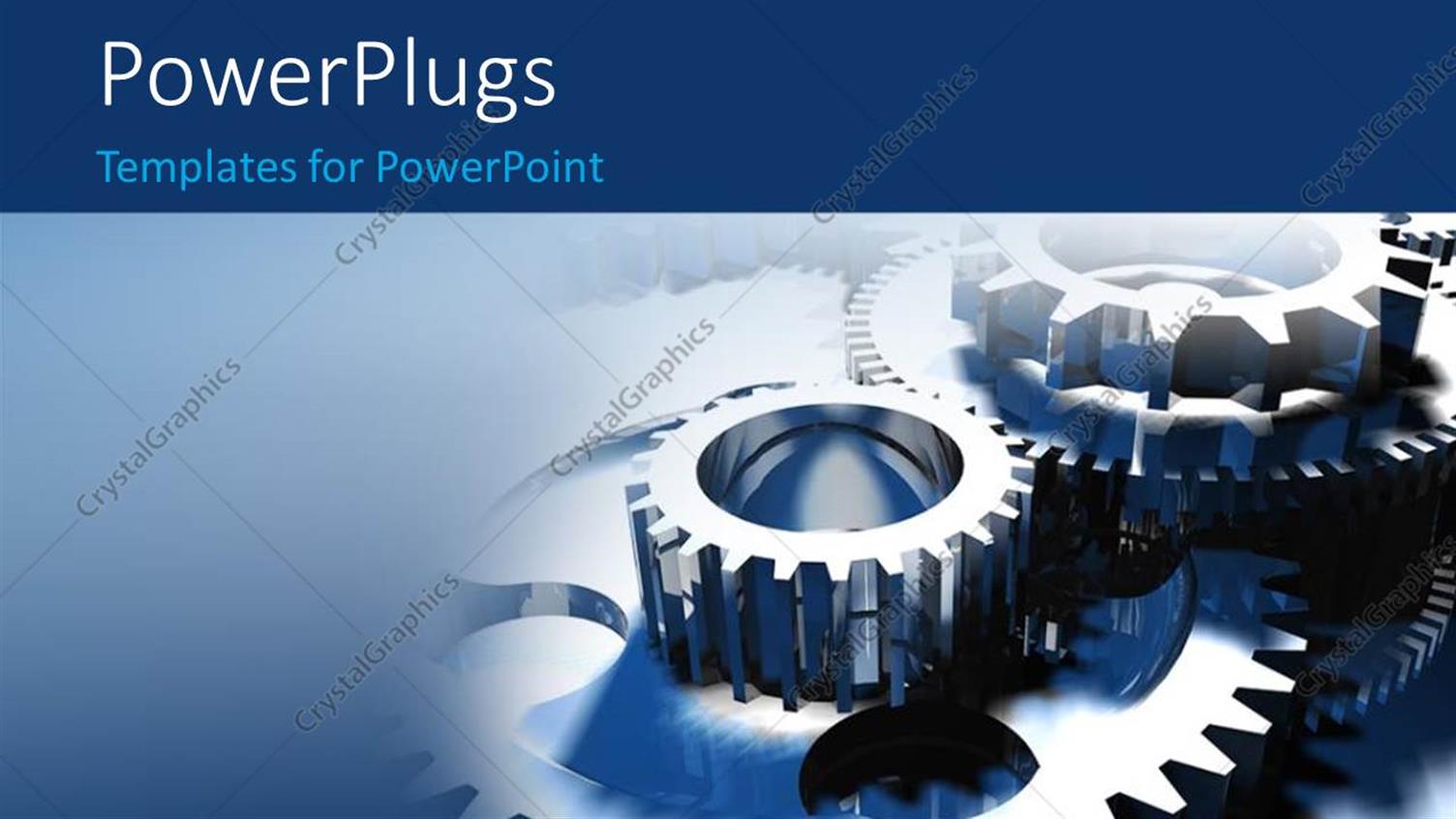 Featuring Group of Different Sized Gears on Blue Background