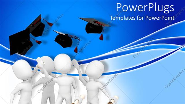  Presentation with group - A group of figures celebrating their graduation ceremony together