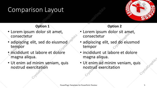 Comparison presentation slide layout
