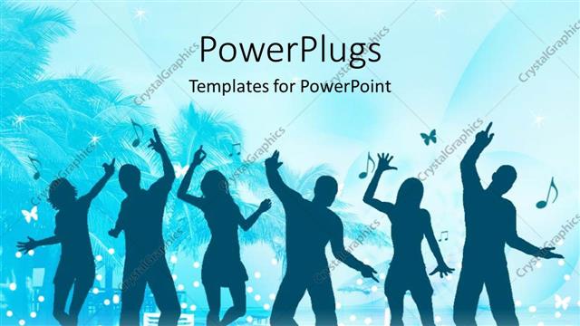  Presentation with blue music - A group of friends dancing on music with blue background