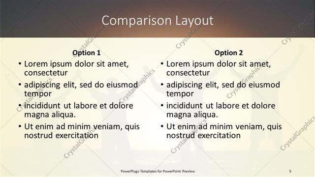 Comparison presentation slide layout