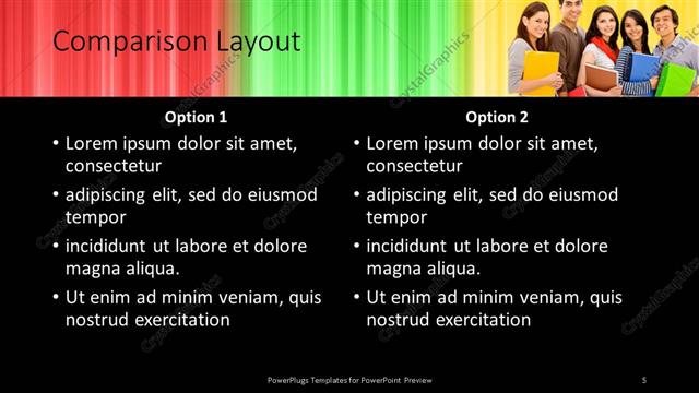 Comparison presentation slide layout