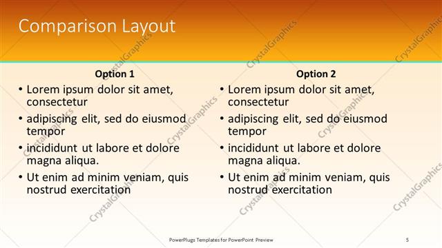 Comparison presentation slide layout