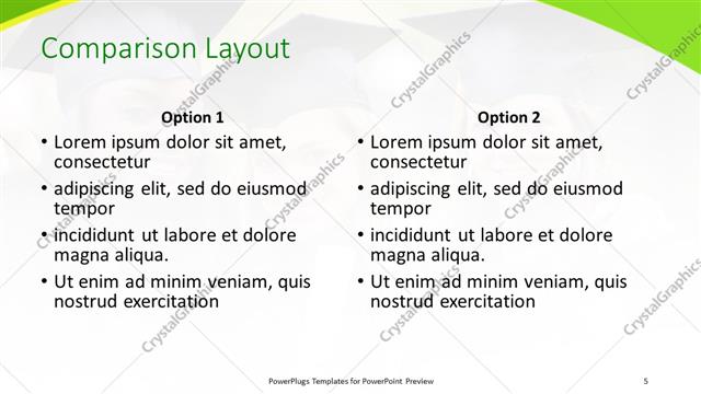 Comparison presentation slide layout