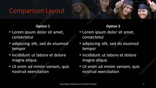 Comparison presentation slide layout