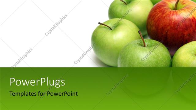  Presentation with green apple - Group of green apples arranged around red apple