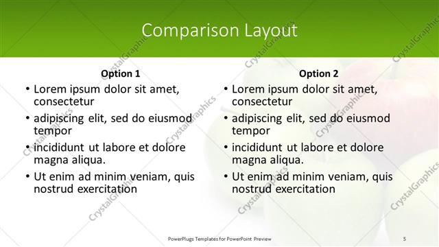 Comparison presentation slide layout