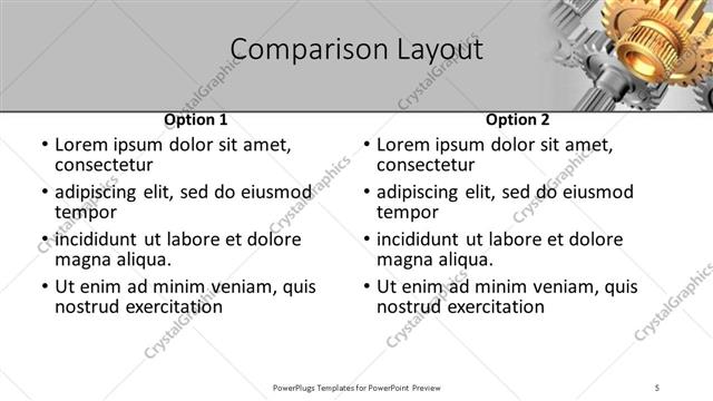Comparison presentation slide layout