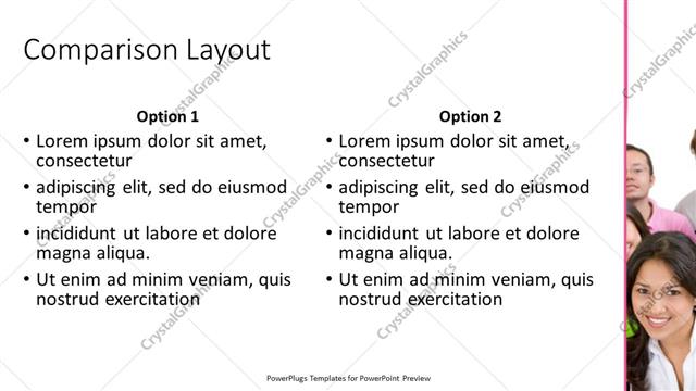 Comparison presentation slide layout