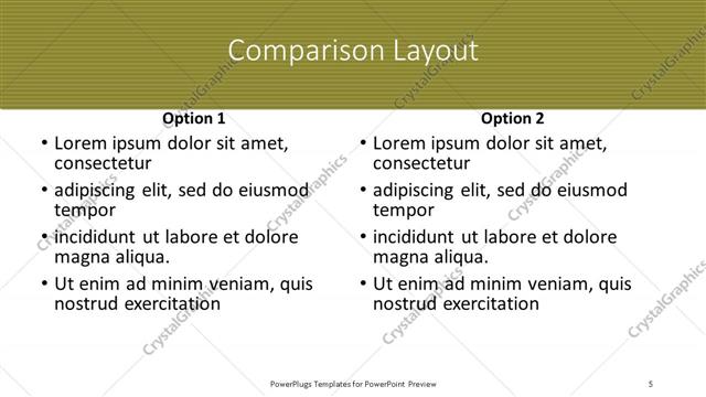 Comparison presentation slide layout