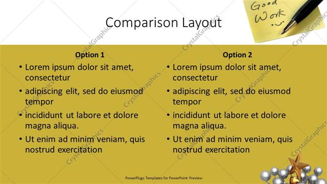 Comparison presentation slide layout